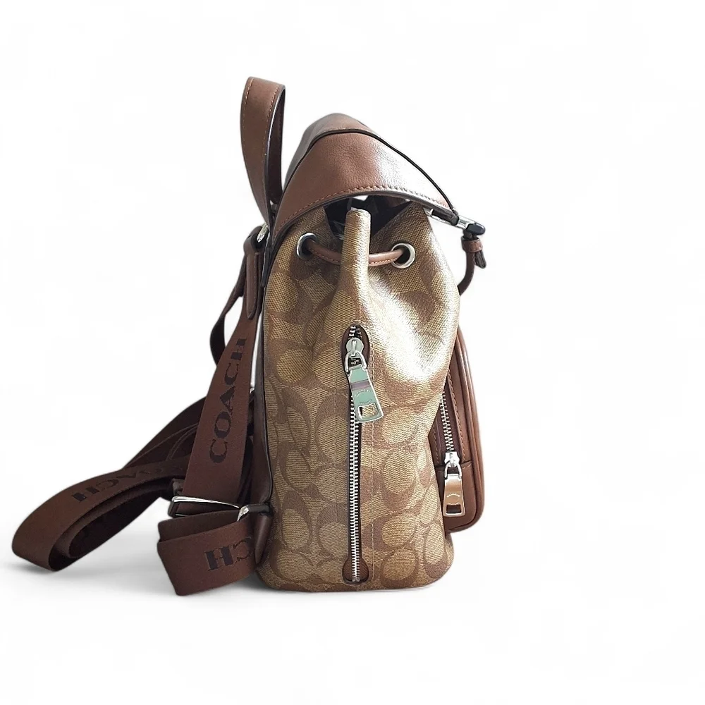 Coach Signature Sierra Drawstring Backpack Khaki/Saddle EUC